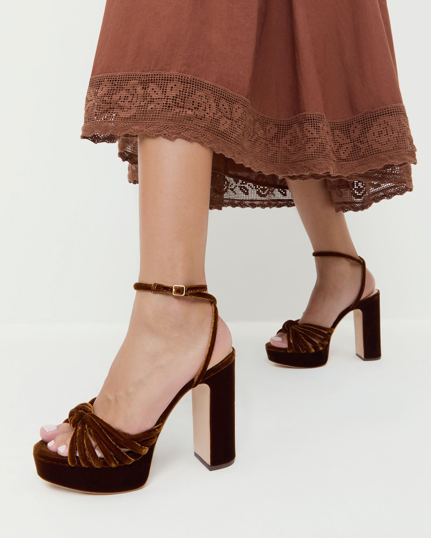 Loeffler Randall Women | Rivka Brown Velvet Platform Sandal
