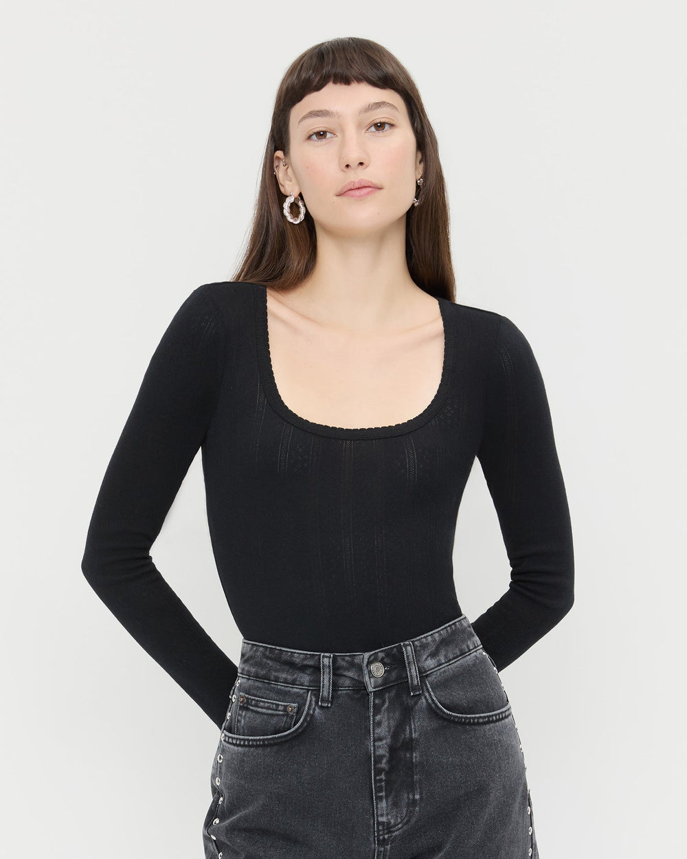 Loeffler Randall Women | Kaya Pointelle Long-Sleeve Bodysuit